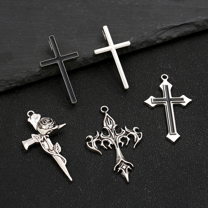 Wholesale of 2024 new alloy cross pendants, DIY punk necklaces, pendants, accessories, earrings and pendants