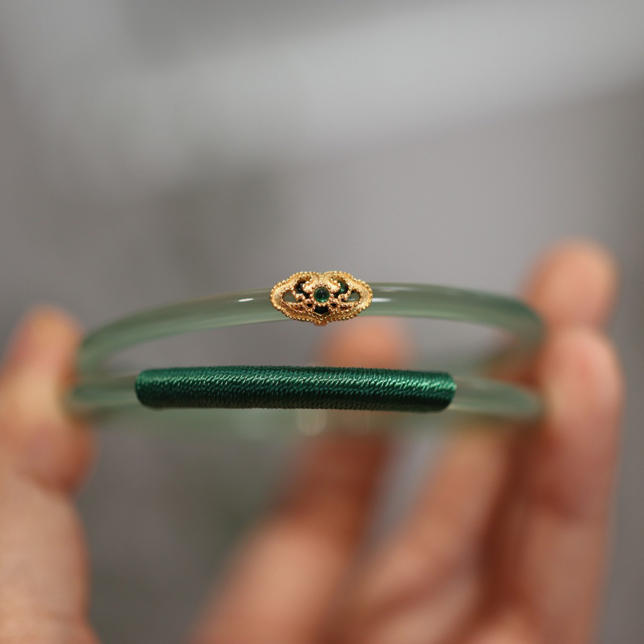 4MM Sky blue tinker Bracelet - Green zircon ruyi Winding style agate chalcedony Natural Bracelet, Beauty bracelet, Women's Fine bracelet