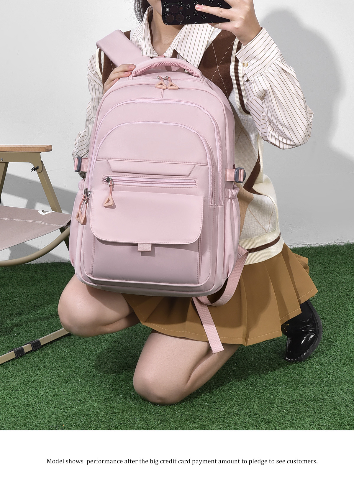 纯色百搭学生书包双肩包15.6寸牛津布初高中大学生背包休闲旅行包详情20