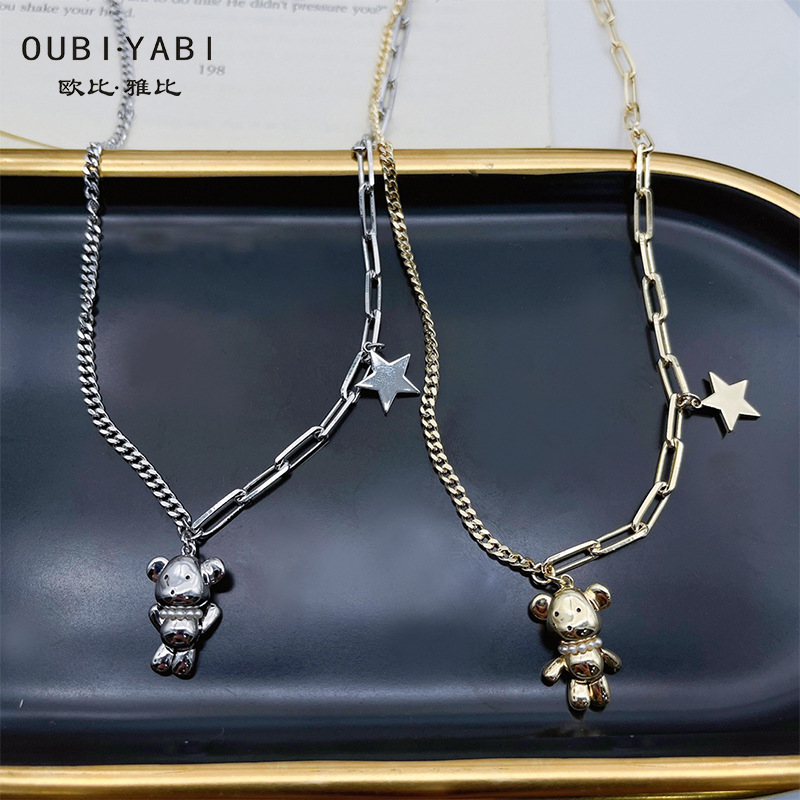 Obi new fashion fashion design sense personality network red necklace creative temperament cute bear pendant neck chain female full figure