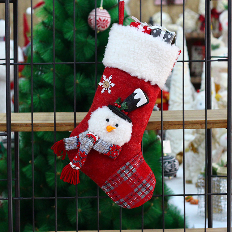 Christmas Stocking Gift Bag Decorative Props Christmas Snowman Large Gift Bag Candy Bag Christmas Decorative Stocking Pendant Specification drawing