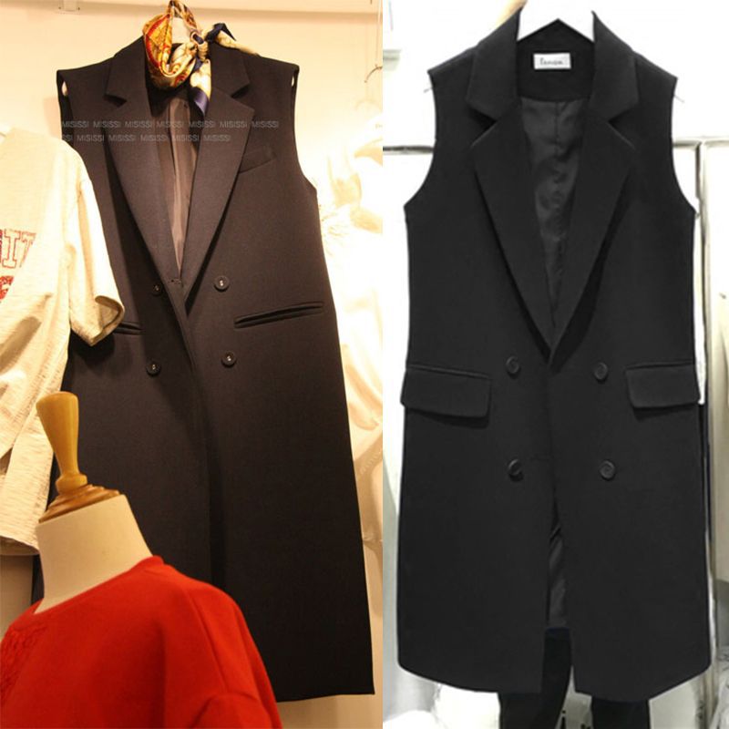The mid-length women's 2023 spring collection, new women's spring and autumn sleeveless waistcoat, slimming suit waistcoat