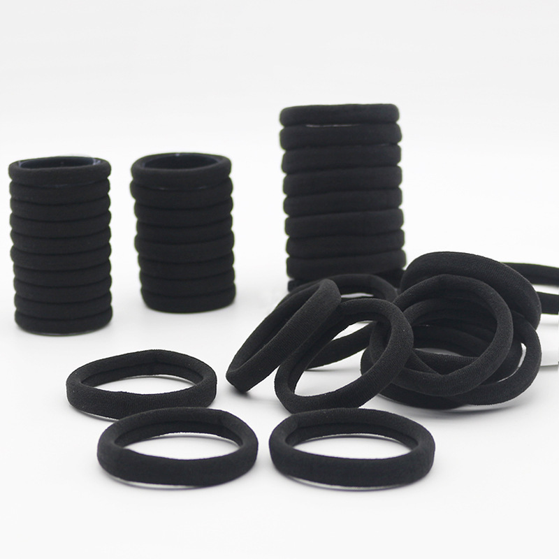 简约黑色基础款4CM毛巾圈高弹力无接缝发圈扎马尾女头绳皮筋