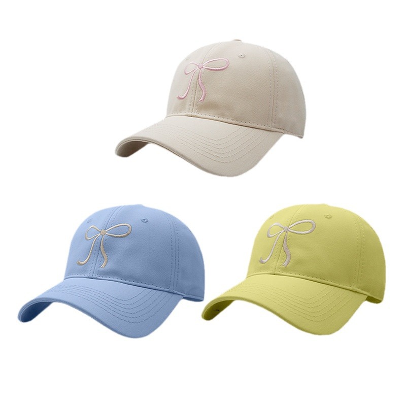 South Korean Version Of The New Bow Embroidery Cap Women's Summer Sun Sunscreen Soft Top Baseball Cap Show Face Small Hat Tide Item Picture
