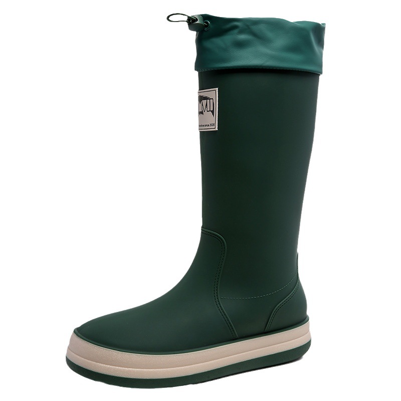 Cross-border rain boots, men's mid-calf waterproof drawstring, outerwear waterproof fishing shoes, thick-soled, wear-resistant, comfortable and anti-slip rubber shoes, wholesale for export Item Picture