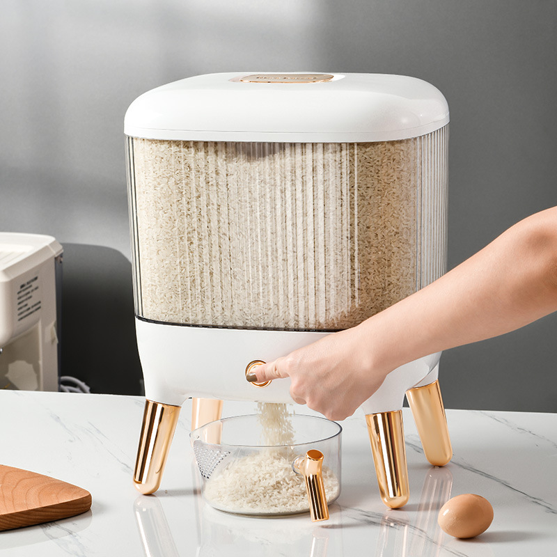 Kitchen household rice bucket, moisture-proof, moth-proof, insect-proof, sealed large-capacity rice bucket, rice VAT, light luxury and simple storage, rice bucket 0755-3 Application Scenario