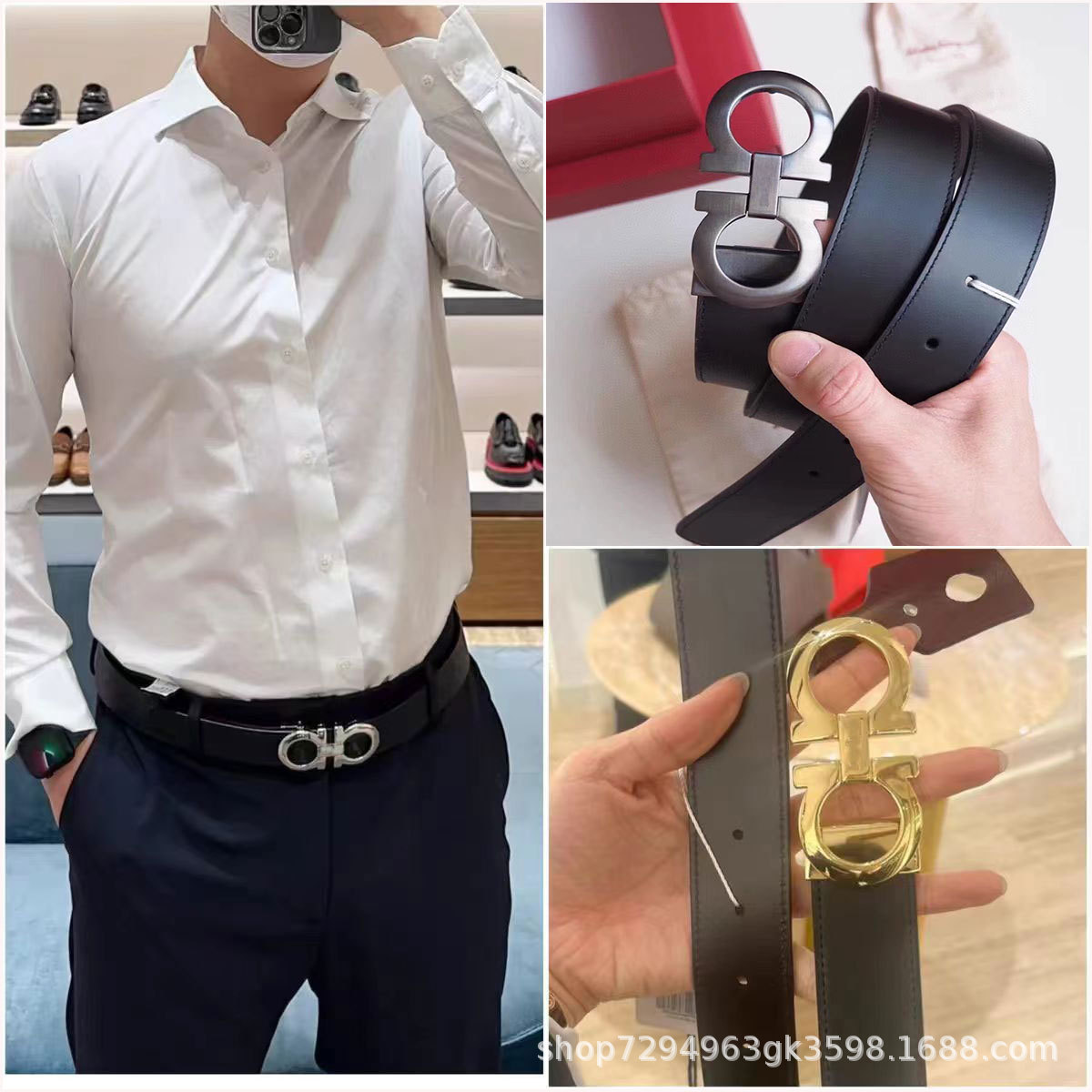 Big belt Presbyterian men's business belt luxury automatic buckle leather women's casual belt gift box
