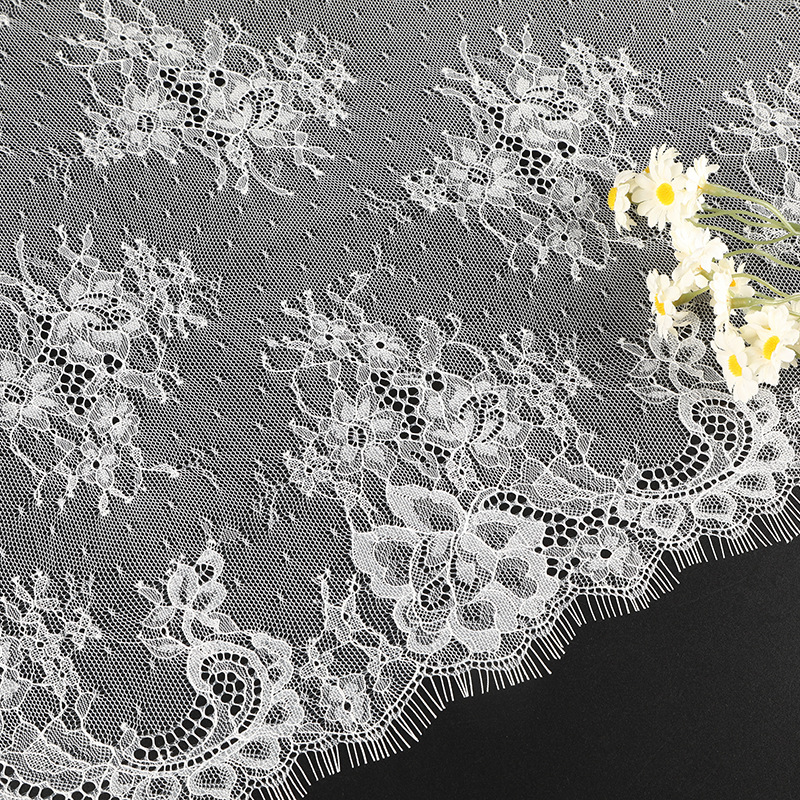 Lace fabric, transparent thin non-elastic lace fabric, 300cm lace trim dress fabric