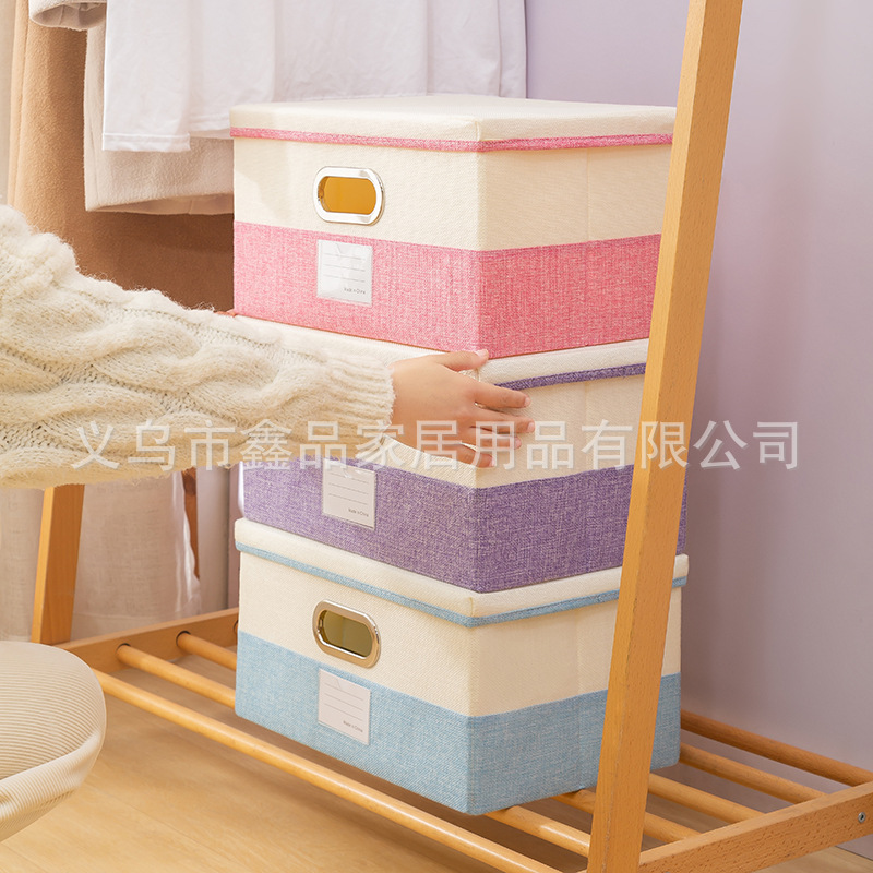 2023 New Storage Box Cotton And Linen Plaid Storage Box Supply Clothing Storage Box Toy Storage Box Specification drawing