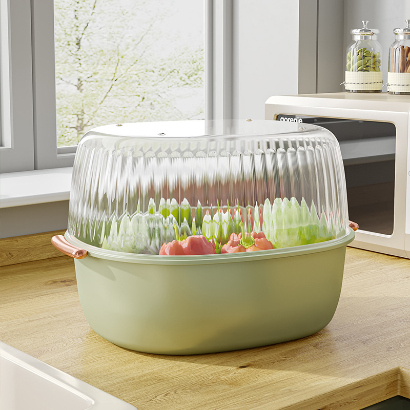 Double vegetable wash basin drain basket Kitchen household plastic fruit tray living room water filter basket panning basket 01201-290 Specification drawing