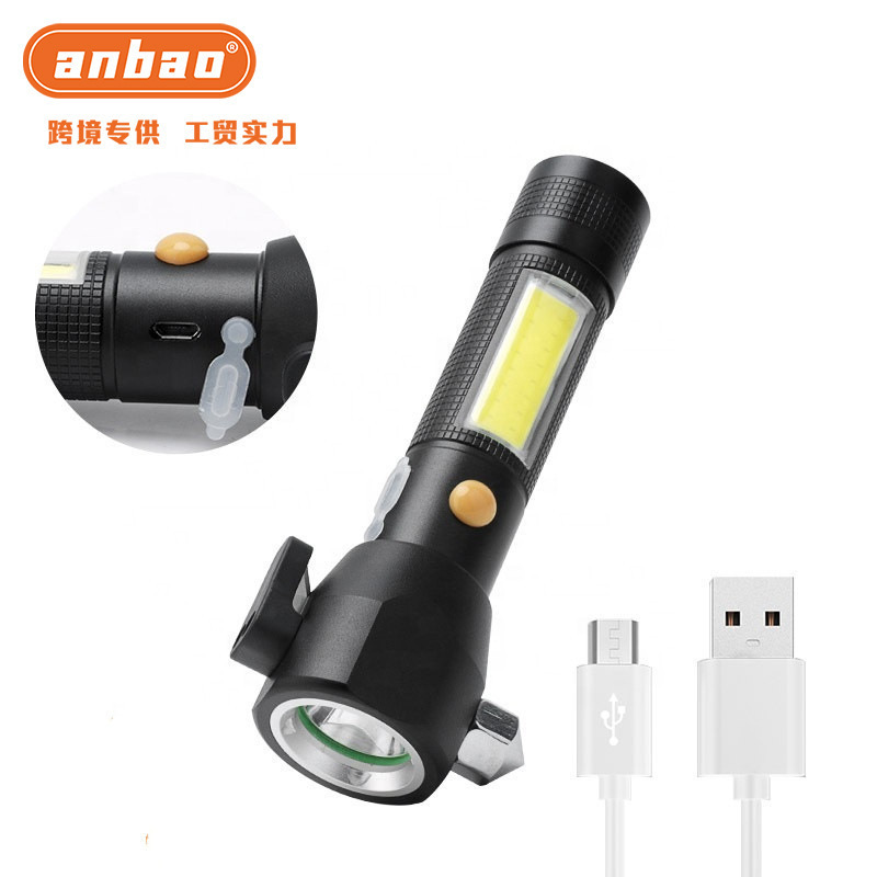 安全锤车用多功能强光手电筒 车载破窗器消防应急救生锤红灯警示