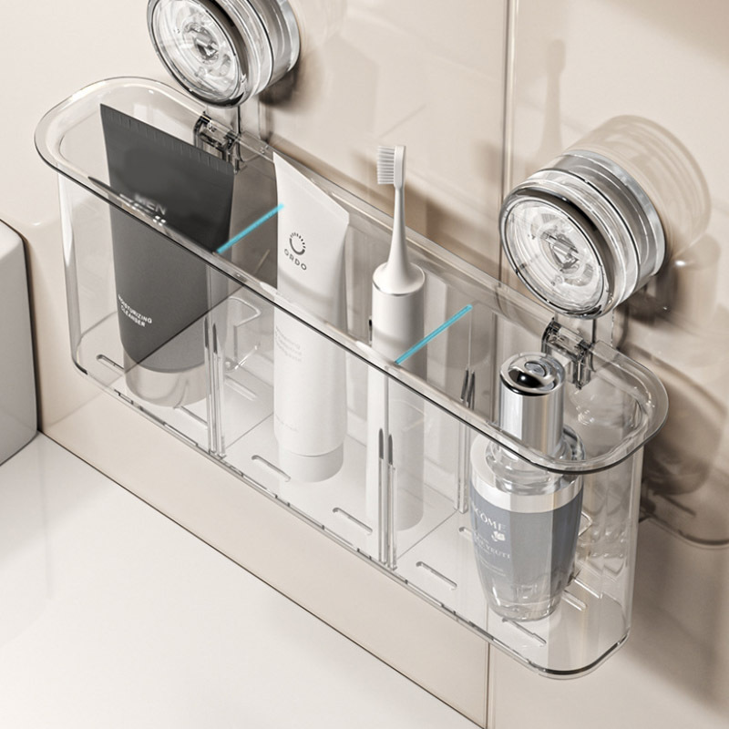 Aiyouhui wall-mounted storage box Bathroom cosmetics shelf Toilet suction cup perforation-free transparent drain basket Application Scenario