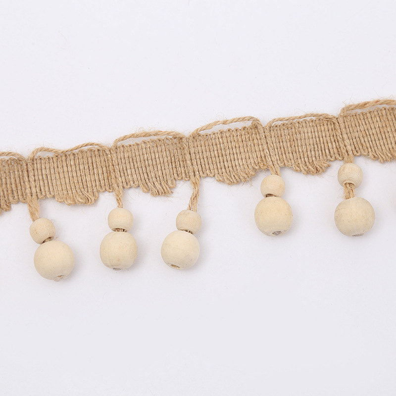 New 5 Cm Natural Color Row Comb Curtain Lace Sofa Pillow Accessories Ribbon Natural Color Jute Wholesale Specification drawing