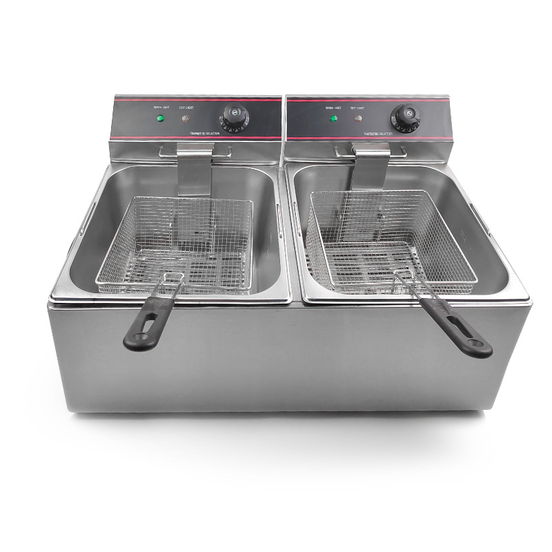 8L-2 double-cylinder countertop electric fryer, high-power deep fryer for hamburger and chicken shops, double-sieve commercial electric fryer wholesale Item Picture