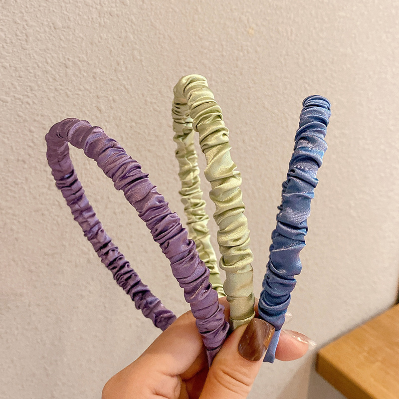 Summer Taro Purple All-Over Satin Pleated Headband Sweet Temperament Headband All-Over Hair Clip Hair Accessories For Women Specification drawing