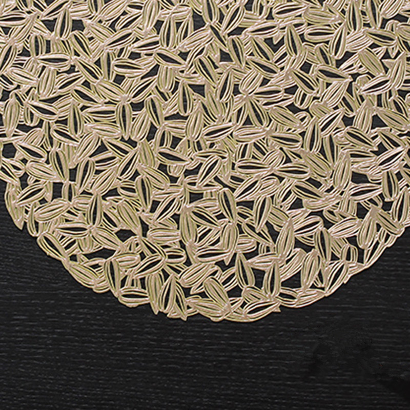 Creative Round Hot Stamping Melon Seed Table Mat Northern Europe Light Luxury Hollow Waterproof Oil Insulation Mat Western Placemat Wholesale Specification drawing