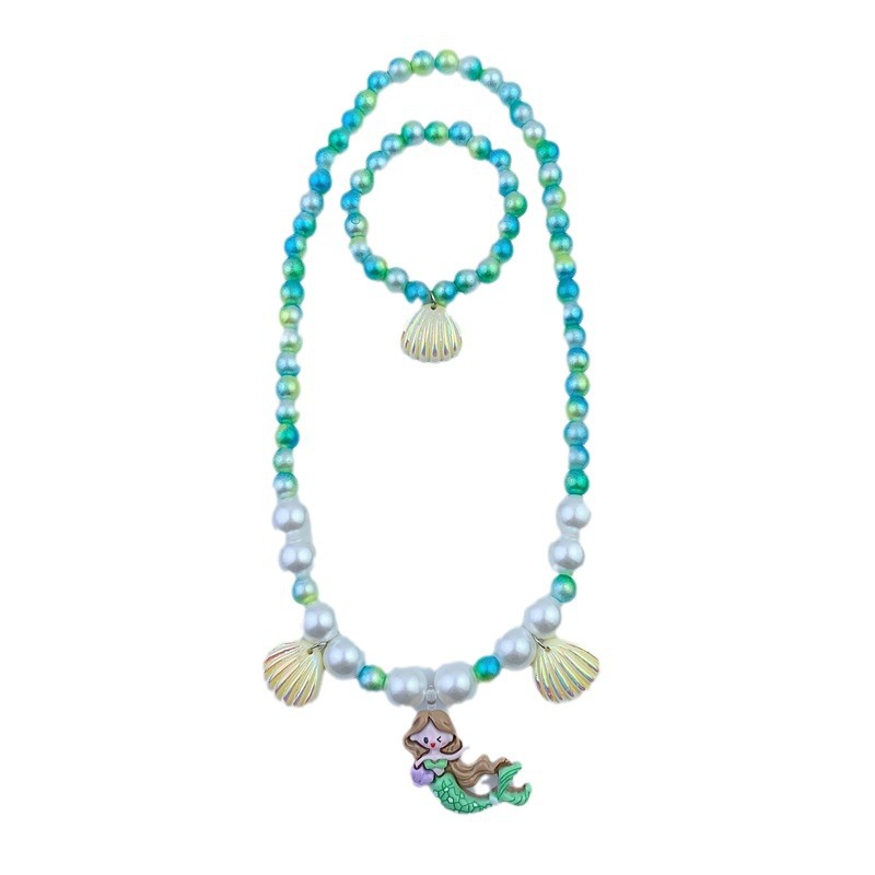Kids Mermaid necklace Kids bracelet Kids Jewelry set Cute girls Shell delicate girls Cross border Item Picture