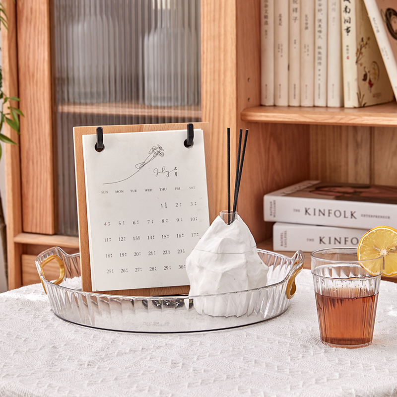 Tea tray household light luxury small living room tea cup tray round tea table cold water cup display tray storage tray fruit tray Application Scenario