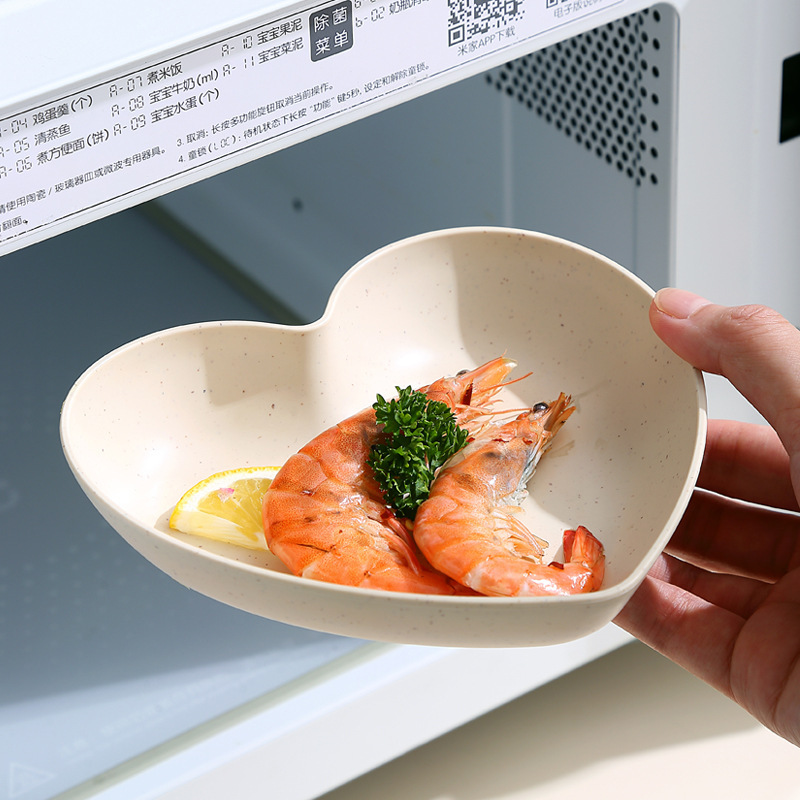 Cross-border Amazon wheat Straw plate ins high appearance level Heart bone spitting plate Fruit salad dessert plate cutlery details Picture