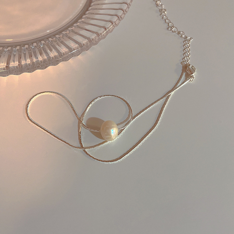 Fresh Water Pearl Necklace Korean Version Of Simple New Single Elegant Niche Design Clavicle Chain 100 Collocation Decorated Female Choker Specification drawing