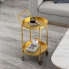 Nordic light luxury small coffee table trolley, living room side table, bedroom movable side cabinet corner table with wheels, balcony small round table Application Scenario