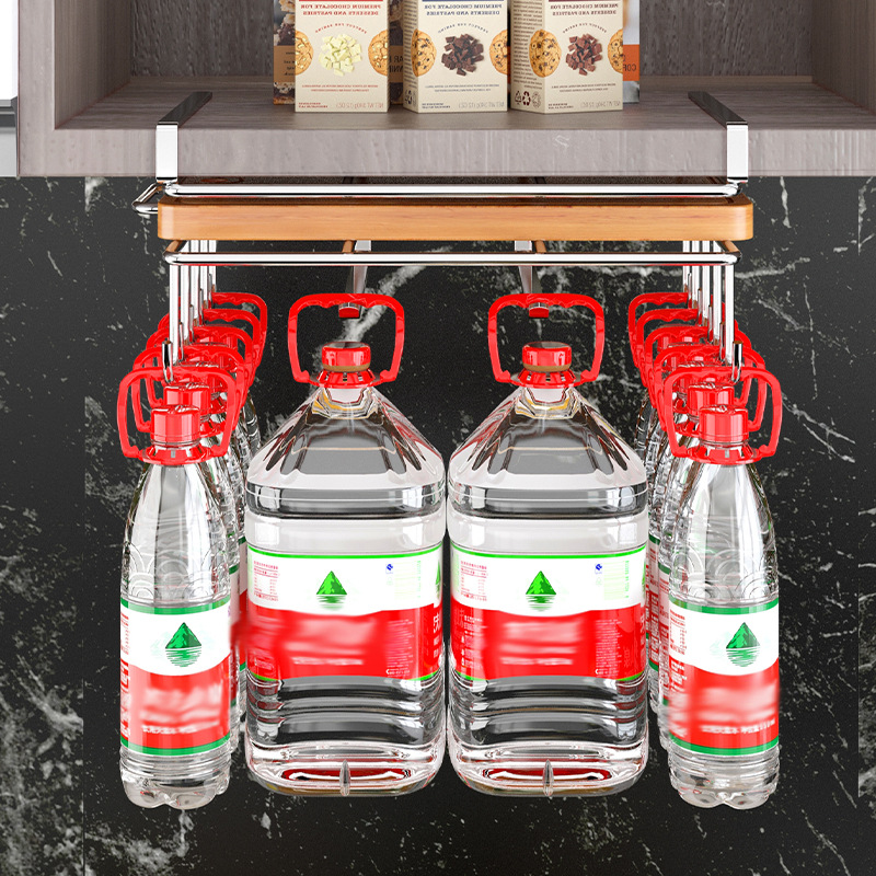 Non-drilling kitchen storage rack, under-cabinet hanging rack, pot lid rack, cutting board and chopping board placement rack, wall cabinet storage Specification image