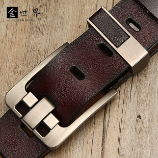 跨境外贸爆款男士真皮皮带 商务男士真皮休闲针扣腰带 压印LOGO带详情8