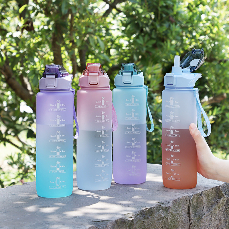 Gradient water bottle, Amazon cross-border e-commerce gradient matte 1000ml water cup, sports water cup