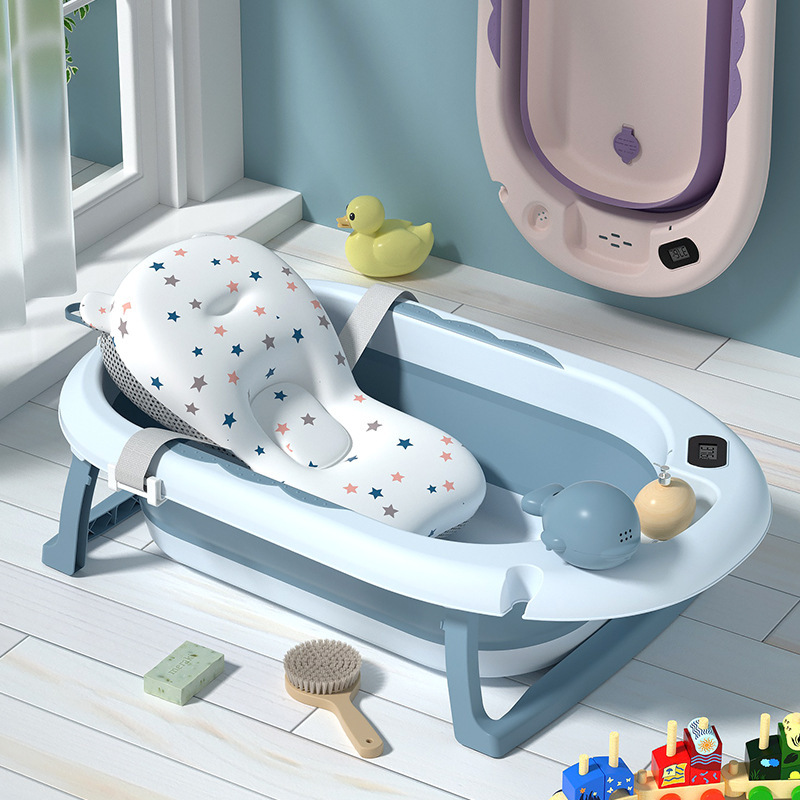 儿童家用可折叠浴盆新生婴儿洗澡盆浴室泡澡桶感温可坐躺宝宝浴桶