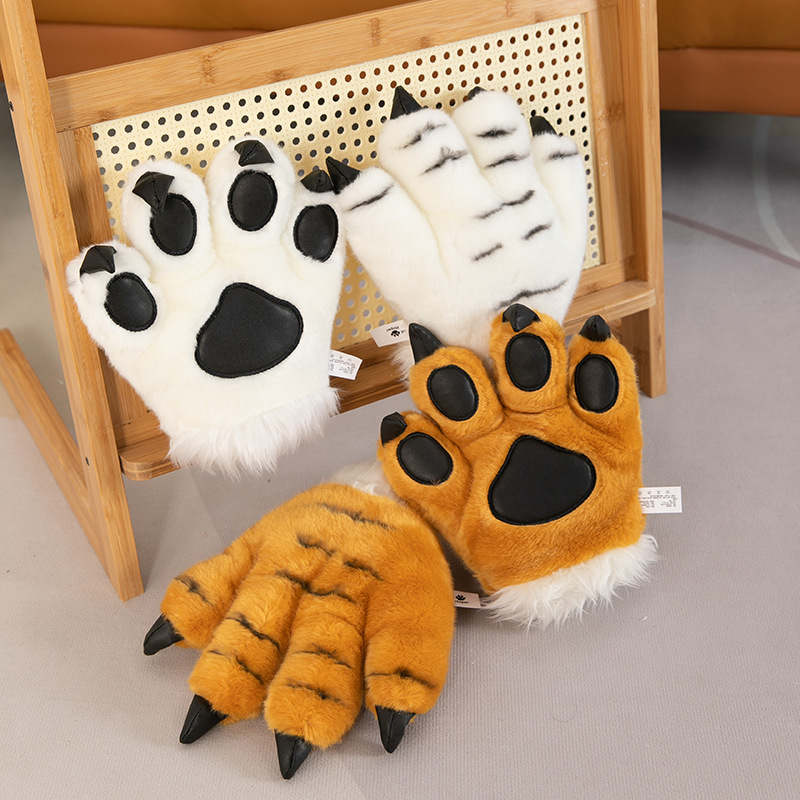 Cross-border simulated tiger claws, tails, wearable dolls, plush toys, hair bands, sex rings, zoo commemorative gifts Specification drawing