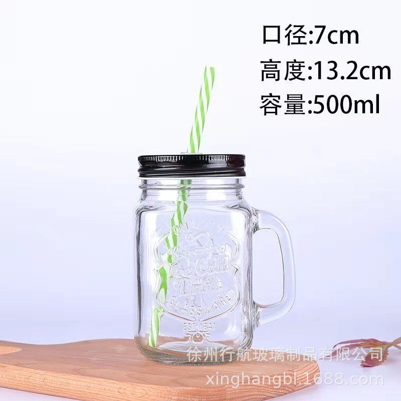 Gradient Handle Cup Personalized Juice Drink Bottle With Lid Mason Creative Lemonade Cup With Straw Rooster Cup Item Picture