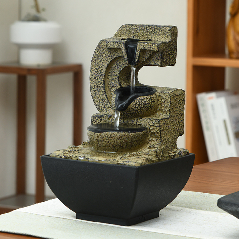 Resin flowing water decorative items, creative, light luxury and retro decoration for living rooms, offices, studies and desktops Specification image