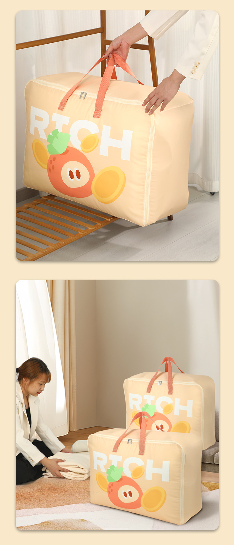 Kindergarten quilt storage bag, cotton quilt, clothes, hand luggage, moving packing and storage bag, large capacity and portable pic 4