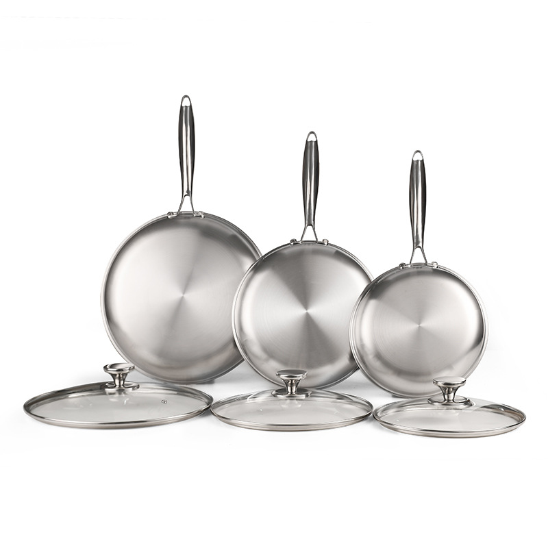 Cross-border 304 stainless steel frying pan, honeycomb non-stick flat pan, wok set, steak pan, induction cooker, gas universal details Picture