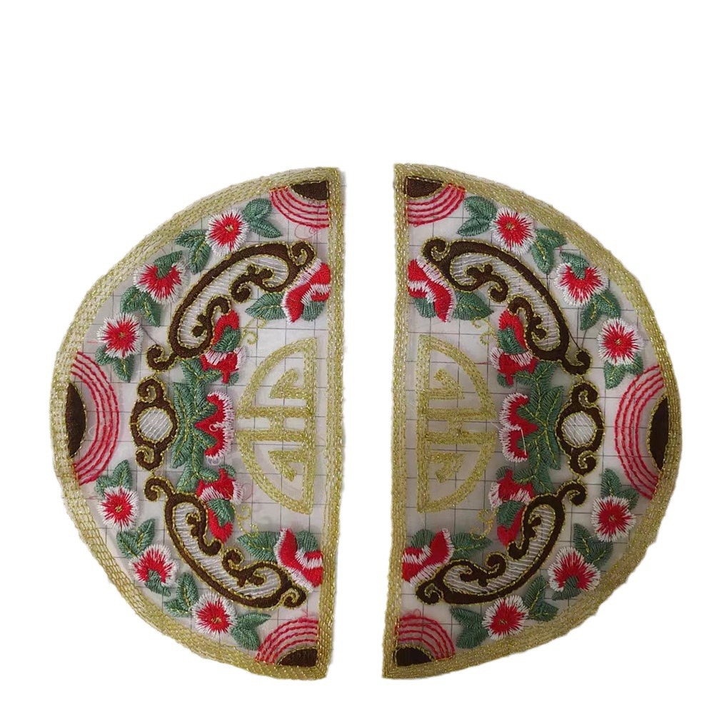 Gallo Wholesale Flat Embroidery Chinese Style Green Red Round Piece Accessories Semi-Finished Clothing Hats, Bags, Hoodie Quilt Set 20