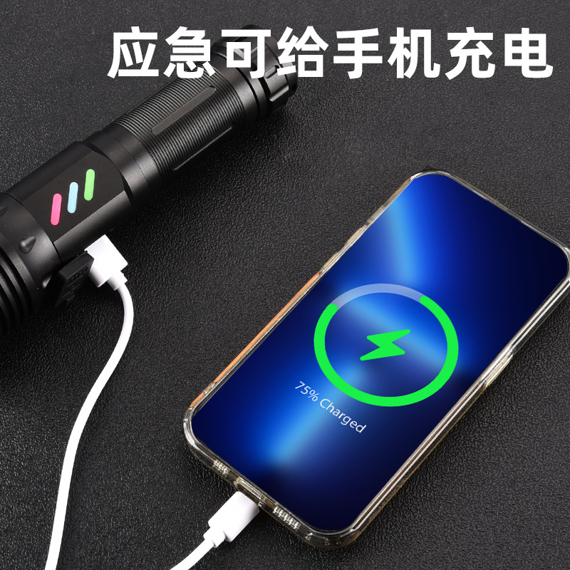 New high-intensity zoom long-range flashlight, USB charging digital display white laser flashlight, outdoor lighting flashlight Application Scenario