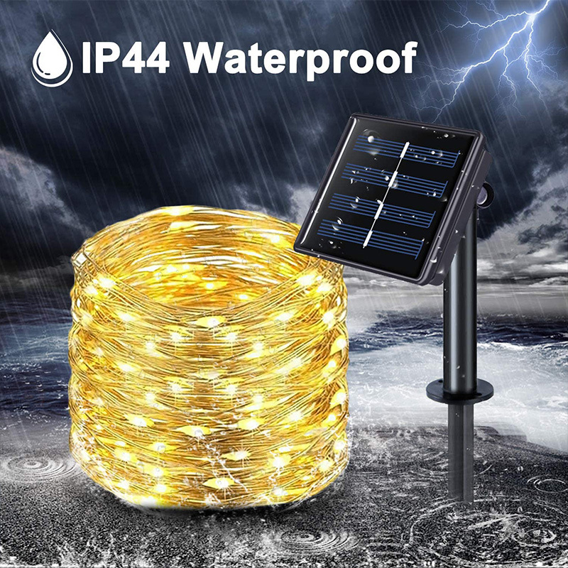 Amazon-style solar copper wire string lights, outdoor IP44 colored lights, Christmas lights, garden and courtyard decorative string lights details Picture