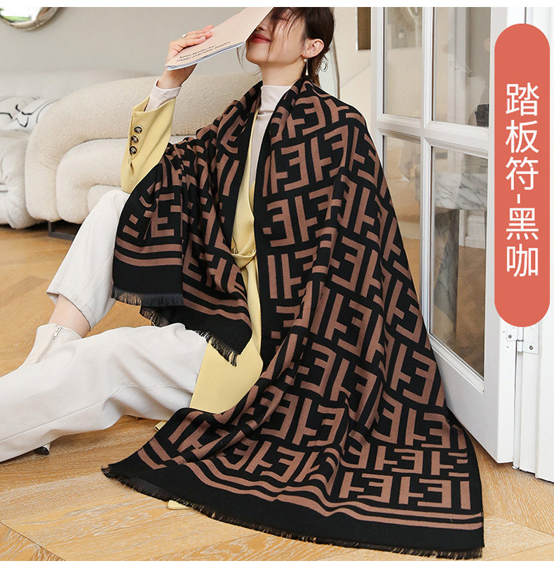 A high-end winter scarf for women, a faux cashmere scarf and shawl for autumn and winter, ET letters, dual-purpose for air-conditioned rooms, spring and autumn offices pic 2