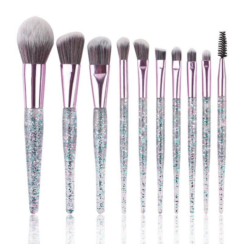 Factory wholesale of 10 sets of makeup brushes, scallion brushes, handle brushes, beauty tools, makeup tools, loose powder and concealer brushes