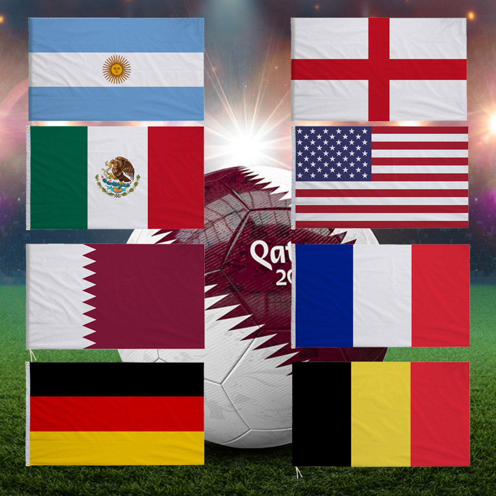 跨境现货90*150cm世界杯国旗2022卡塔尔世界杯32强旗帜