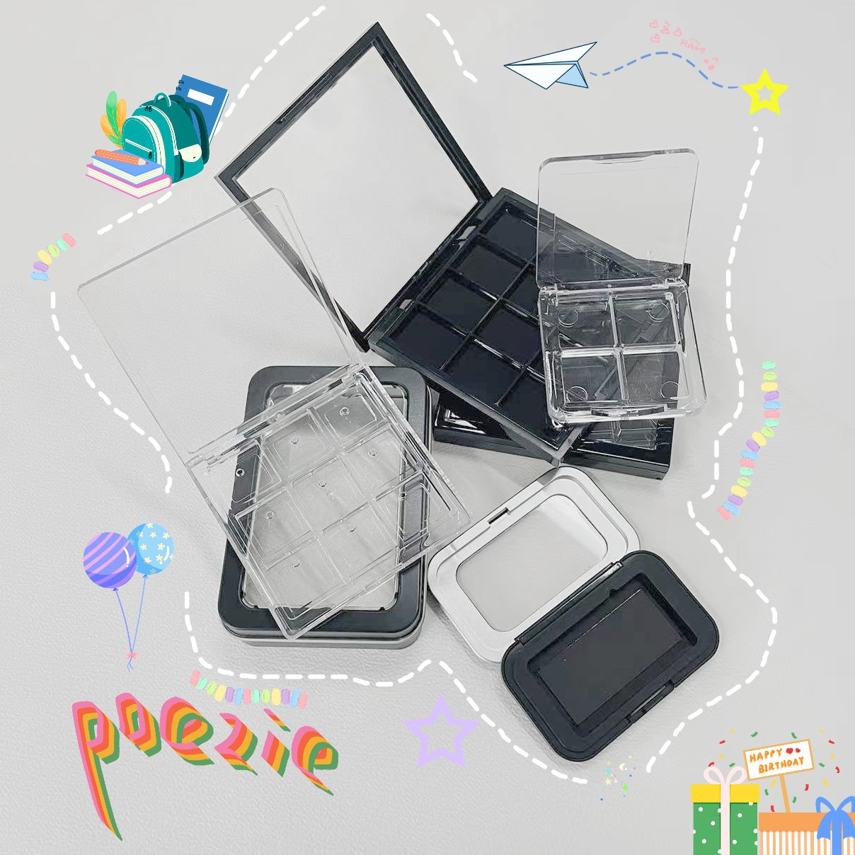 水彩颜料盒空盒塑料盒铁盒眼影盒调色盒格颜料分装便携颜料盒