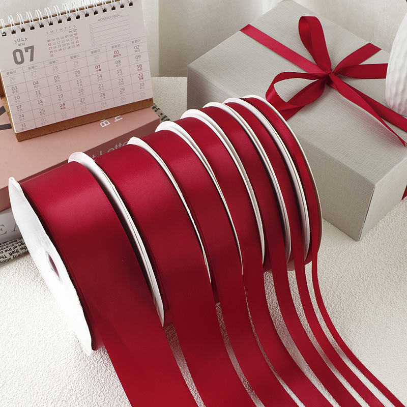 红色丝带酒水礼品花束彩带礼盒印刷缎带发饰绸带包装提花织带批发