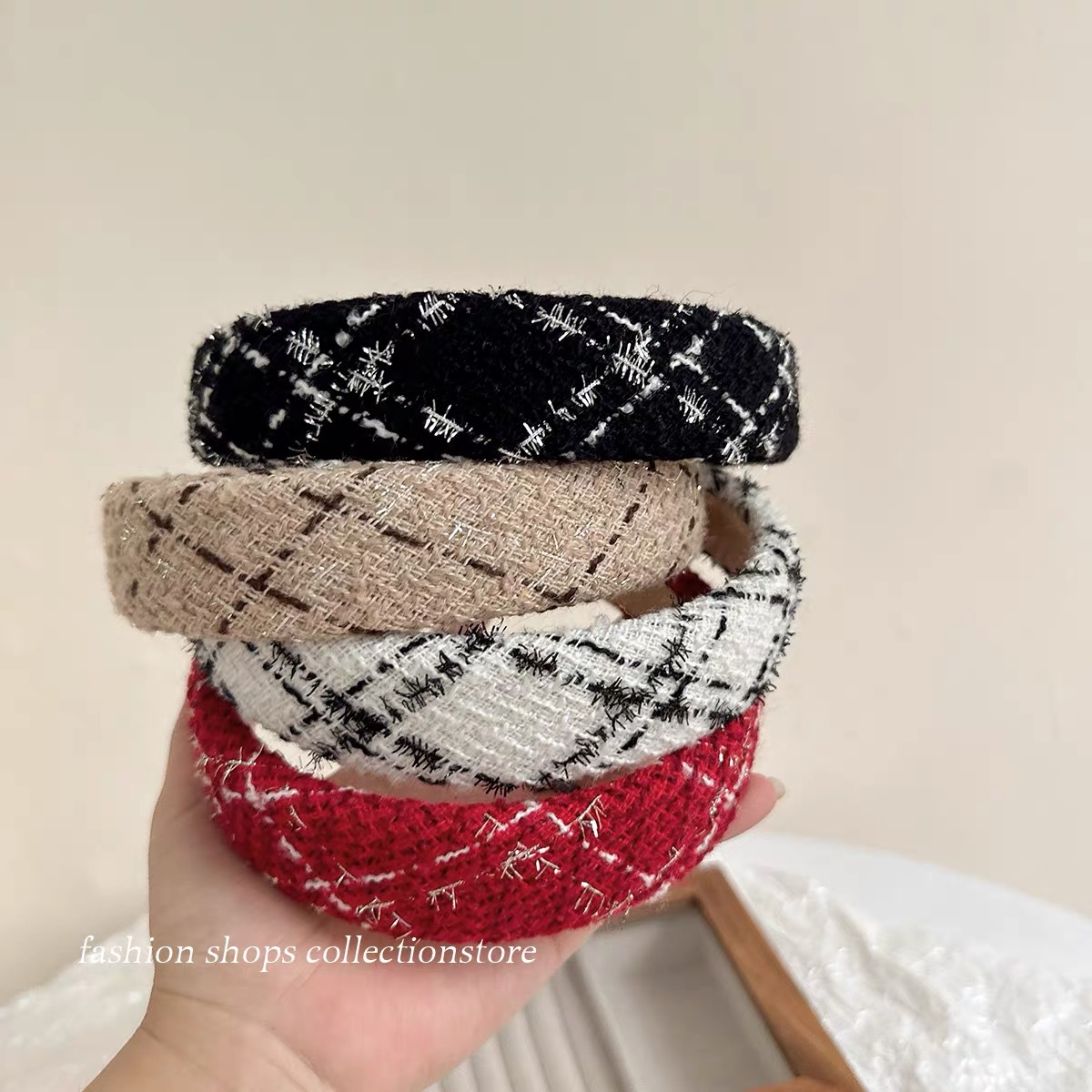 Black and white series, elegant coarse woven Korean fashion, elegant wide edge sponge hair band, women's high top hairpin headband