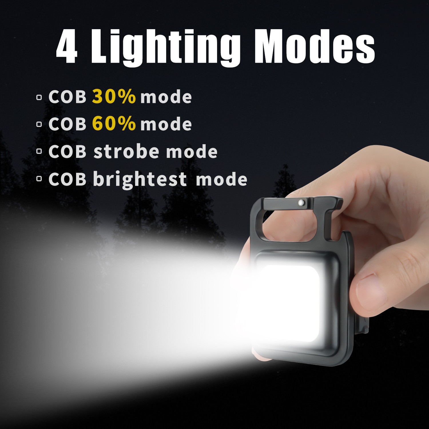 Cross-border new portable COB mini keychain light, high-brightness Type-C rechargeable work light, outdoor flashlight Application Scenario
