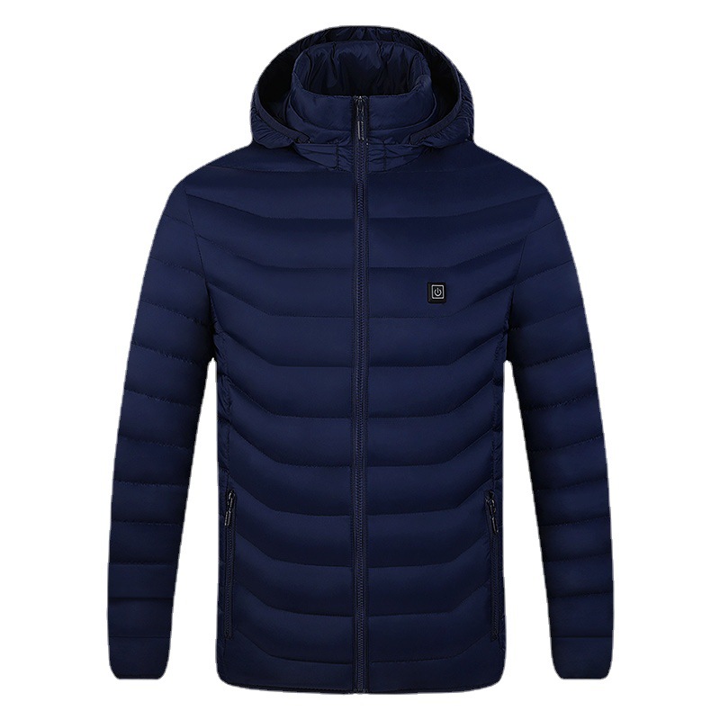 Smart nine-zone heating cotton-padded jacket for men, a cross-border bestseller, factory direct sales. Heated down hooded down cotton-padded jacket and heating suit Item Picture