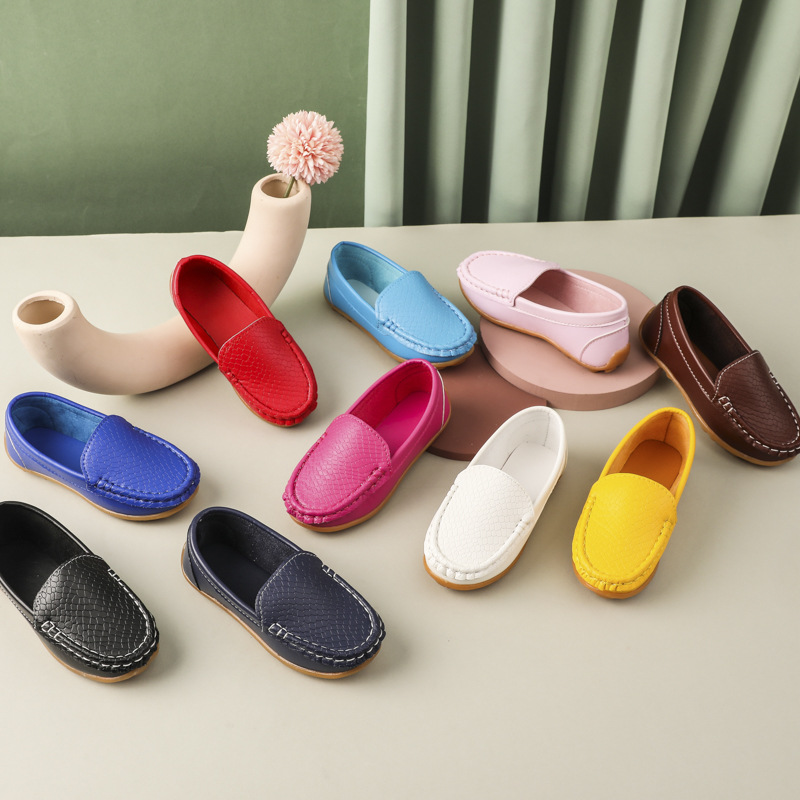 软底表演鞋大中小男女儿童豆豆皮鞋