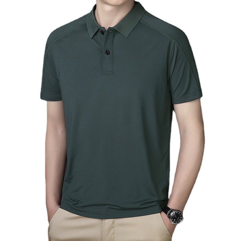 2022 New Men's ice Silk polo shirt, thin, quick-drying, breathable, business casual gentleman Dad T-shirt top Item Picture