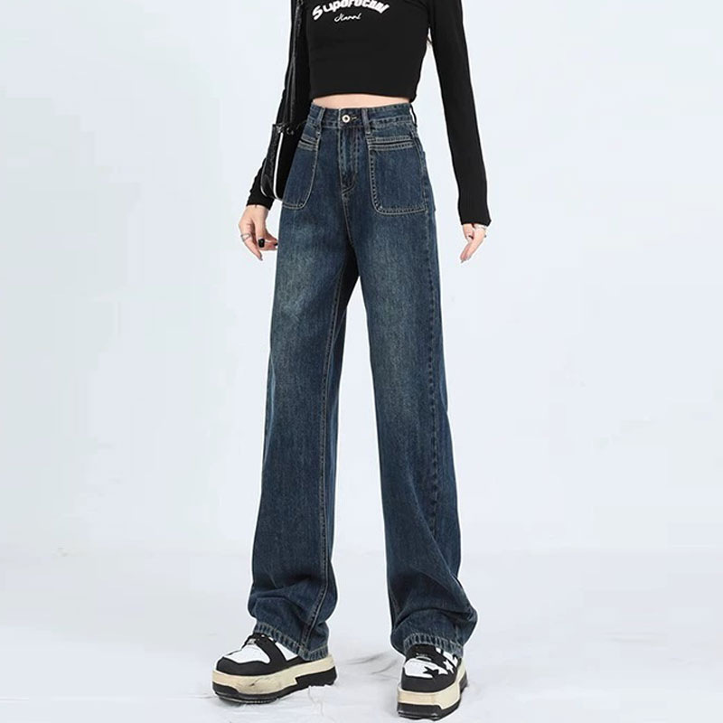 直筒裤女宽松休闲/牛仔裤/牛仔裤女/女裤中老年高腰休闲/冰丝裤细节图