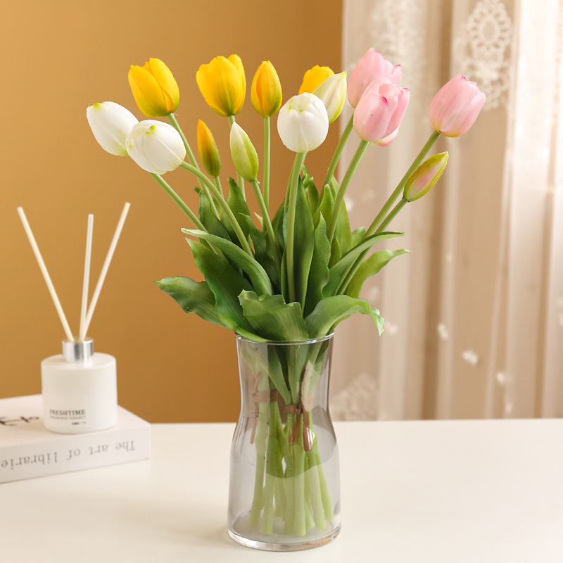 5 Tie Soft Glue Feel Tulip Simulation Flower Home Decoration Fake Flower Tulip Bouquet Factory Direct Sales details Picture