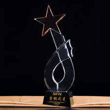 水晶玻璃【成星之路】创意星星水晶奖杯比赛活动纪念品公司年会奖杯